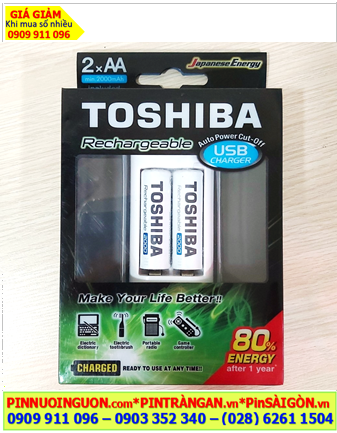 TOSHIBA TNHC-6GME2 Bộ sạc Pin AA, AAA kèm sẳn 2 pin sạc Toshiba AA2000mAh chính hãng